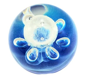 Dynasty Gallery Blue Controlled Bubble Blown Glass Paperweight Fountain Vintage - Picture 1 of 7