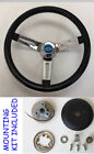 Chevelle Nova Impala Grant Black Chrome Spoke Steering Wheel 13 1/2" Blue Bowtie