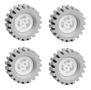 š LEGO TECHNIC vintage Wheels White GREY Tyre set X4 Tire Wheel 30 x 10.5 mm A - Picture 1 of 2