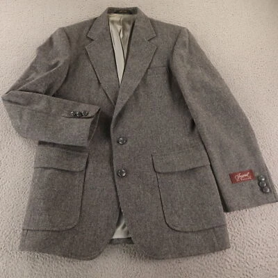 VTG Tweed Jacket S Gray Heather 100% Wool Blazer Sport Coat Made in USA 38R NEW - Image 1 of 4