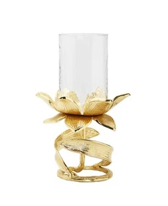 Classic Touch Hurricane with Leaf Stem, 7.5 X 12 - Gold-Tone - Picture 1 of 2