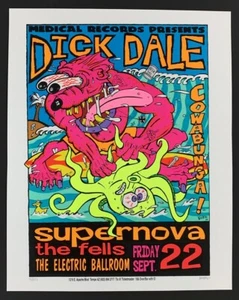Póster Dick Dale Supernova The Fells 1995 Serigrafía Firmado Kozik ¡Como Nuevo! - Imagen 1 de 3