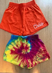 NEW Soffe Shorts Lot of 2 Cheer Youth Large (12-14) Orange and Tie Dyed - Picture 1 of 9