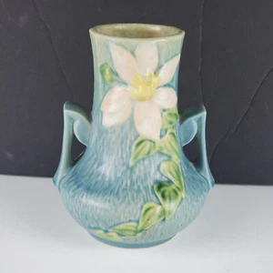 7in Roseville Vase Clematis Greenish Blue 106-7 Circa 1944 - Picture 1 of 6