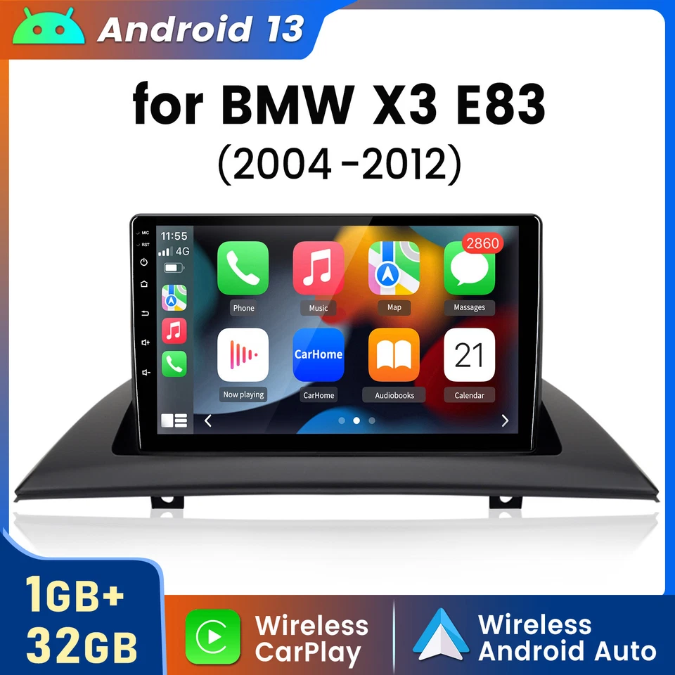 128GB For BMW X3 E83 2004-2012 Android Car Stereo Radio GPS Sat Nav WIFI CarPlay - Image 1 of 4