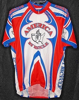CAMISETA DEPORTIVA CICLISTA AMERICA BY BICYCLE PARA HOMBRE RITMO S/S L EE. UU. CREMALLERA USADA EN EXCELENTE ESTADO Foto 1 de 4