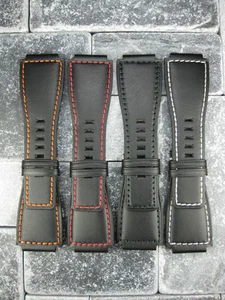 New 24mm Bell & Ross Calf Leather Strap Black Watch Band BR-01 BR-03 X1 - Picture 1 of 17
