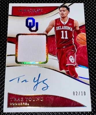 Trae Young 2020 Immaculate Collection Collegiate Jersey Auto /10 ON CARD AUTO! - Image 1 of 2