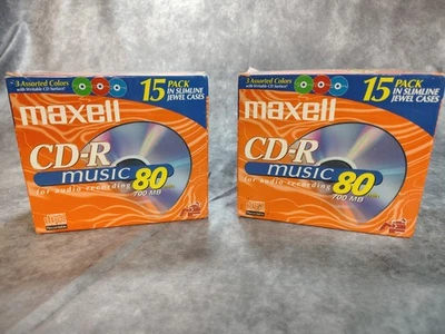 2 x Maxell CD-R Music 80min  700 MB With The Slimline Jewel Cases 15 pk colors - Image 1 of 3