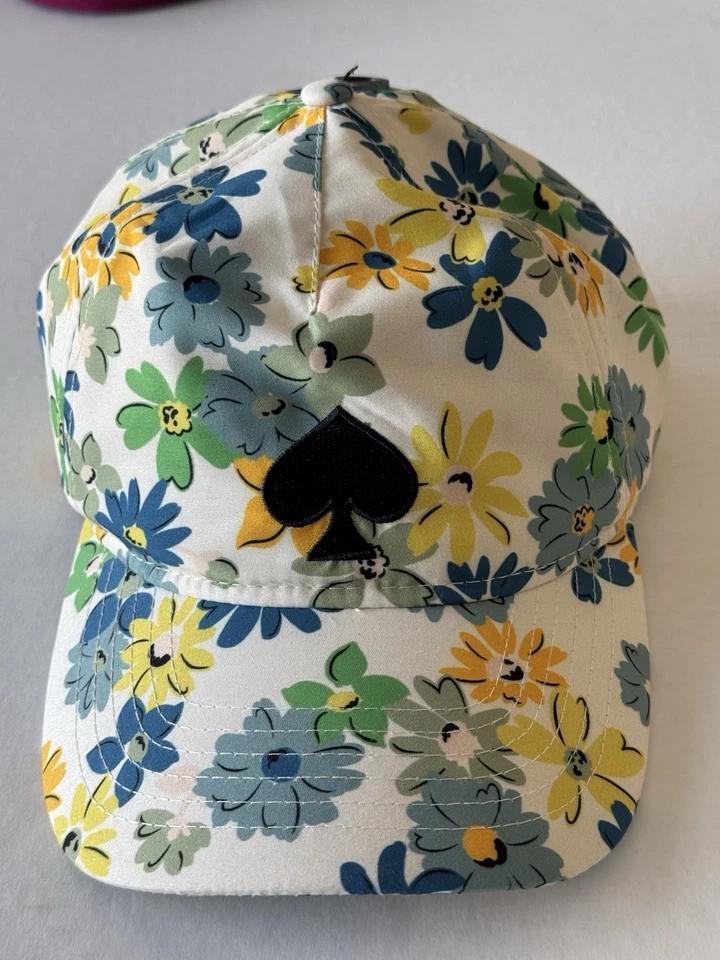 Kate Spade Baseball Hat Cap White French Cream Floral Design Daisy New York