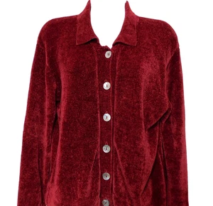 Vintage Bizzit Collection Soft Chenille Button Sweater M Maroon Long Sleeve - Picture 1 of 10