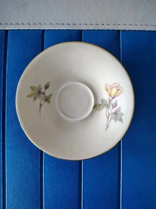 Vintage Zeh Scherzer Untertasse 9001 Bavaria Germany Gelb Rosegoldrand... - Bild 1 von 2