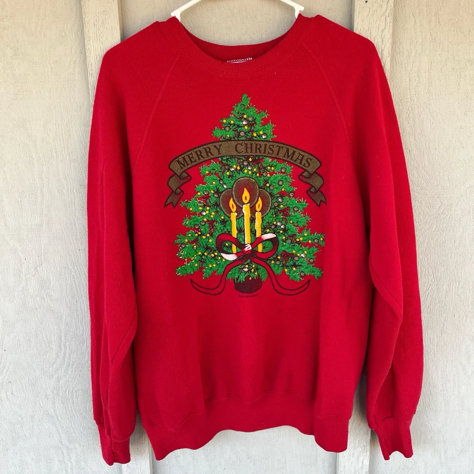 Винтажная толстовка Merry Christmas Puffy с трафаретным принтом Lee XL 1990-е - Изображение 1 из 4