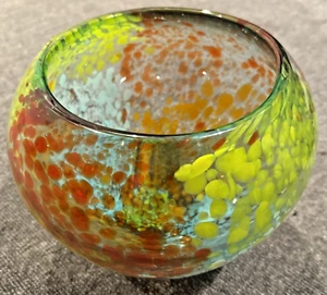 Jarrón de vidrio artístico de Zanzíbar cajón y barril 8,5" de diámetro 7" de alto - Mejor oferta - Imagen 1 de 6