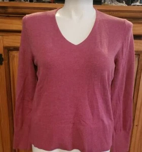 LOFT Ann Taylor Sweater Womens Pink Pullover Long Sleeve V Neck Top Soft XL - Picture 1 of 4