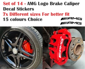 14xAMG BLACK HighQualityBrake Caliper Decal Stickers CURVED LOGO-7SIZES 15color - Picture 1 of 9