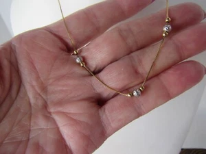 14K TWO TONE YELLOW WHITE GOLD SIGNED ITALY BOX CHAIN NECKLACE PEITE 18" 1.8G - Picture 1 of 7