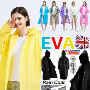 Raincoat Waterproof Poncho Reusable EVA Adult Camping Festival Rain Coat Jackets - Picture 1 of 49