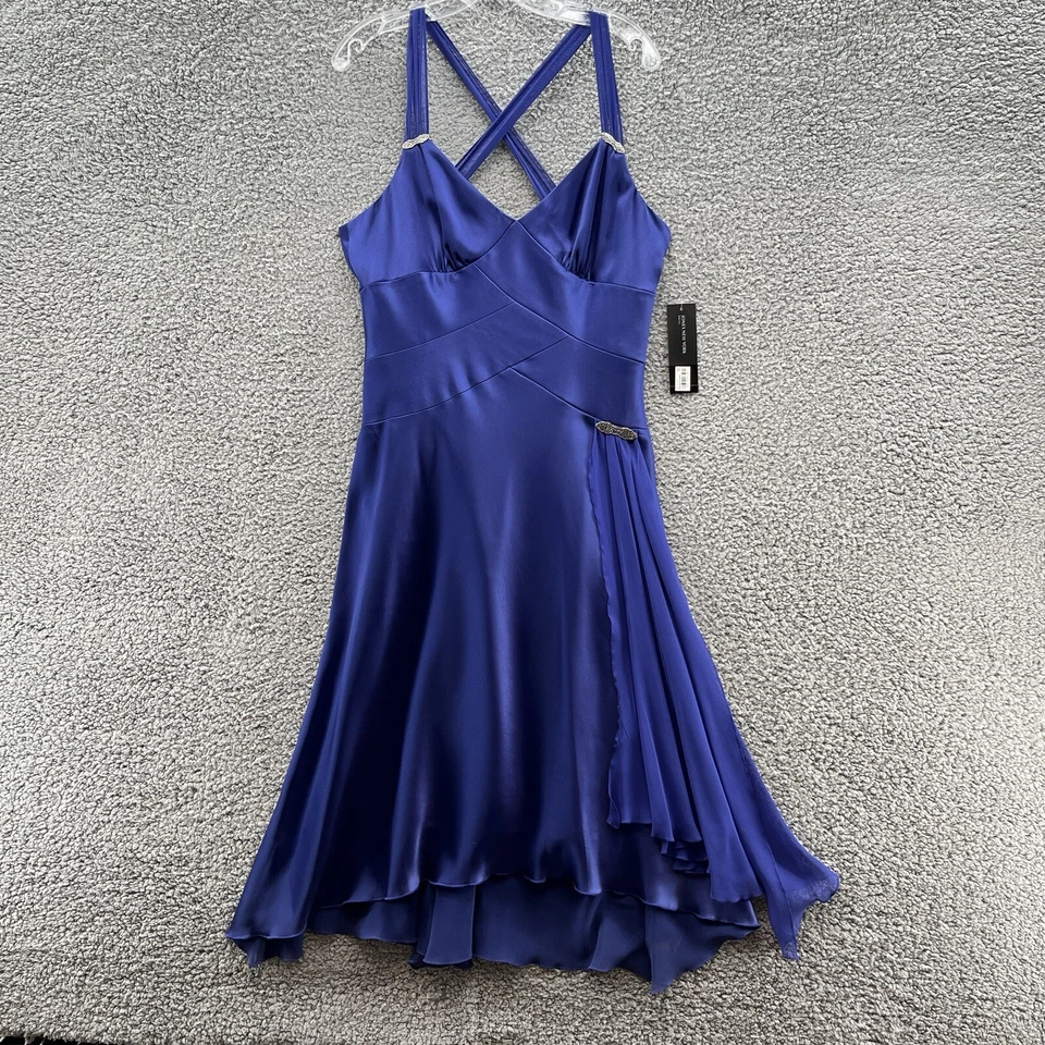 Vestido Jones New York Para Mujer 12 Azul Zafiro Ajuste Satinado Acampanado Retro Fiesta Glamour Foto 1 de 4