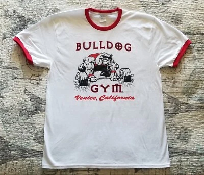 Camiseta Bulldog Gimnasio Venice Beach California Culturismo Entrenamiento Muscular Timbre Foto 1 de 2