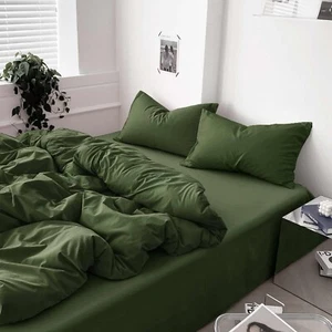 Dark Olive Green Full Comforter Set - 3 Piece Aesthetic Modern Bedding Set - ... - Picture 1 of 8