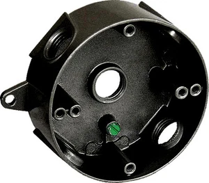 Weatherproof 4" Round Box Five 1/2" Holes Weather Resistant BLACK Metal Outdoor - Picture 1 of 1