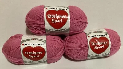 Lote de 3 hilos deportivos de diseño Red Heart, rosa rubor - 3 onzas cada uno Foto 1 de 4