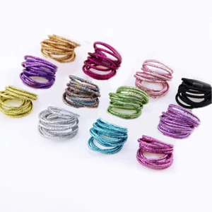 10PCS Glitter Shining Hair Tie Band Rope Ring Elastic Ponytail Holder Girls j - Picture 1 of 25