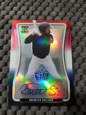 raimfer salinas 2020 leaf metal rookie red white blue auto yankees #BA-RS2 1/1 - Image 1 of 2