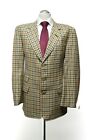 Daks Jacket Suit 52 Beige Housecheck Checked Single Row 3-Knopf Patches + Silk