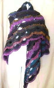 MULTI COLOR SHAWL WRAP HAND MADE CROCHET - Picture 1 of 3