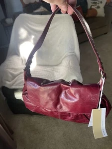 NEW Francesco Biasia Red Leather Hobo Shoulder-Handbag-NWT W/Dust Bag - Picture 1 of 12