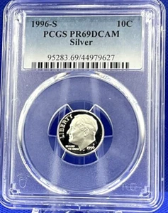 1996 S 10C Roosevelt Dime Proof ✅ PCGS  ✅  PR69 DCAM 🔥 Blue Label - Picture 1 of 2