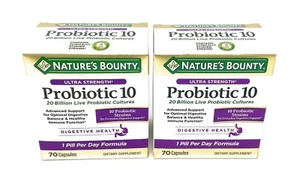 Nature's Bounty Ultra Strength Probiotic 10 (20 Billion CFU) 70 Caps,Pack of 2 - Picture 1 of 9