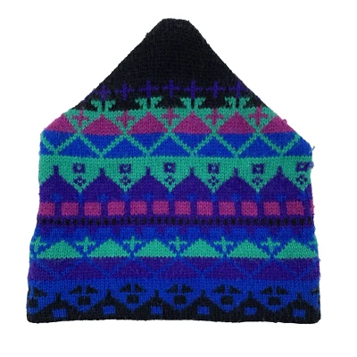 Vtg Beanie Skull Cap Toboggan Aztec Pattern Logo Made USA Winter Outdoor Ski Hat - Image 1 of 4