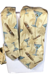 Tommy Bahama Silk Island Vacation Cigar Martini Palm Tree Neck Tie Necktie - Picture 1 of 4