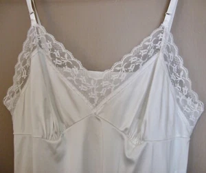 Vintage SEARS FULL SLIP White Underskirt Lace Adjustable Style 84845 Size 38/25" - Picture 1 of 11
