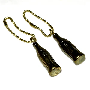 2 Vintage Coca Cola Coke Metal Soda Bottle Advertising Keychain Gold Tone - Picture 1 of 5