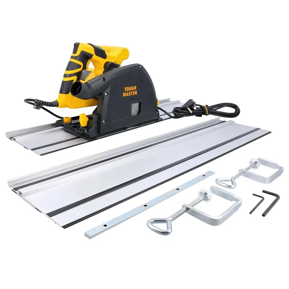 Plunge Track Saw Circular Saw with 2 x 700mm Guide Rails  1400W  TOUGH MASTER - Image 1 of 4