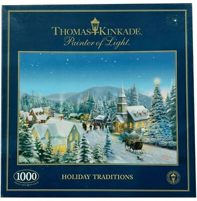 Thomas Kinkade 1000 Piece Gibsons Jigsaw Puzzle - Various titles, Used Complete - Image 1 of 4