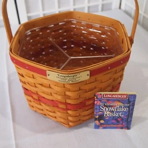 Longaberger Christmas Collection ROTER Schneeflockenkorb 1997 + geteilter Protektor - Bild 1 von 8