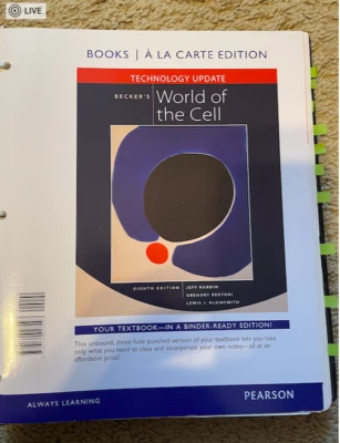 Becker's World of the Cell textbook, loose-leaf in a binder, 8th edition - Image 1 of 3