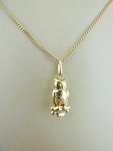Anhänger 333 Gold mit Kette Eule Uhu - Bild 1 von 8