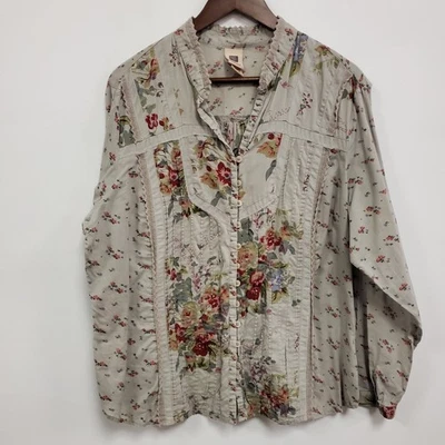 Faded Glory Womens Long Sleeve Cottagecore Button Up Whimsical Top Size 18/20W - Image 1 of 4