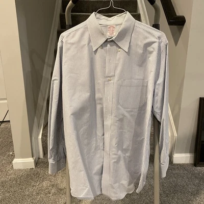 Camisa Polo Brooks Brothers Original Hombre 17.5 34 Rayas Nogal 100% Supima EE. UU. Foto 1 de 4