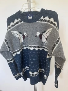 VTG Woolrich Wool Sweater Men's Mallard Duck Motif M Boyfriend Dad Unisex Preppy - Picture 1 of 12