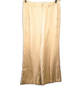 Polo Ralph Lauren Pleated 100% Linen Trouser Pants Tan Wide Leg Size 6 Corpcore - Picture 1 of 10