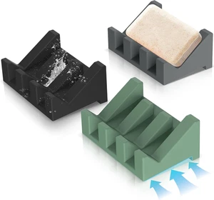 Set 3 Portajabón Silicona Autodrenante Para Jabón Barra Mantiene Seco Limpio - Imagen 1 de 12