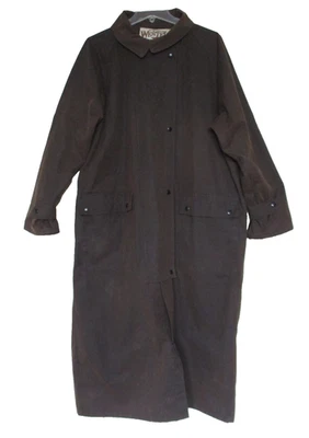 Western Frontier Brown Men's Oilskin Duster Long Coat Snap Large - Image 1 of 4