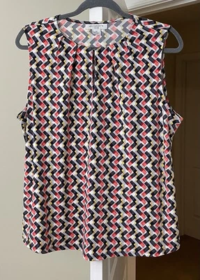 Top Liz Claiborne oxidado geométrico vintage años 90 Officecore para mujer Petite XL Foto 1 de 2